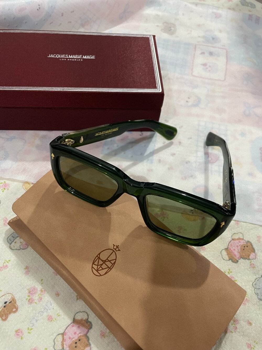 Jacques Marie Mage Dark Green Square-Frame Sunglasses